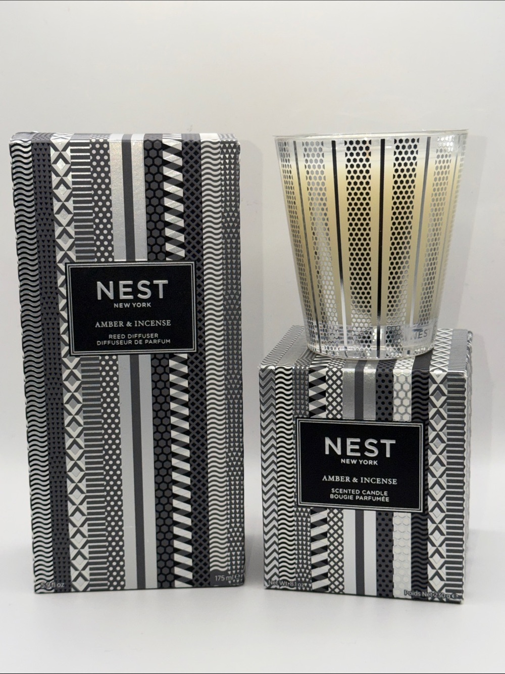NEST Amber+Incense Bundle/F/S REED DIFFUSER 5.9 Oz.LARGE 8.1 Oz. CANDLE NIB!